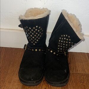 Ugh Studded Black Boots with Fur Lining